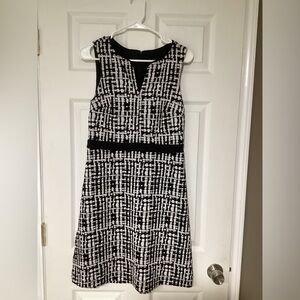 Ann Taylor Monochrome Checkered Midi Dress